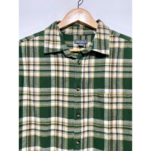 Eddie Bauer flannel shirt button up comfy wester country casual army green men M - Picture 1 of 6